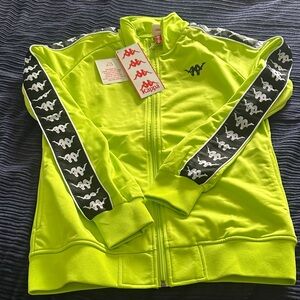 Kappa Neon Yellow Track Jacket with Black Logo Taping NEW WITH TAGS